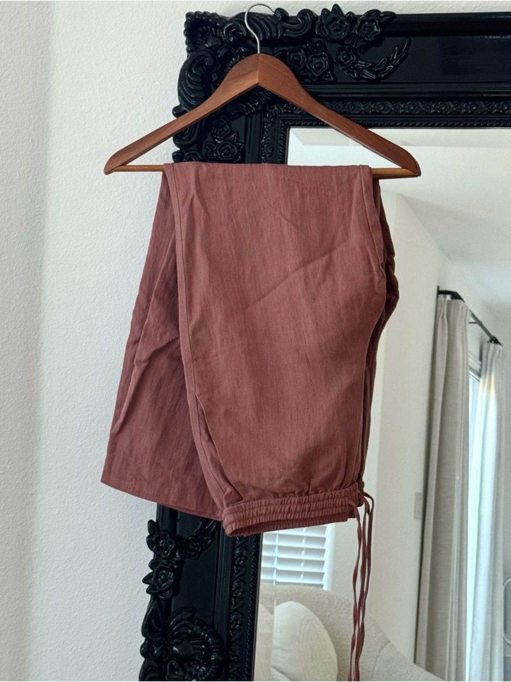 Zara | Women’s Mauve Faux Linen Drawstring Elastic Waist Relaxed Pants